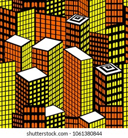 Seamless pattern with endless city. Abstract vector modern colored background.