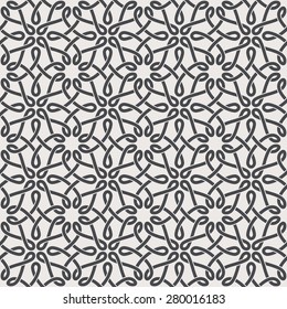 Seamless pattern with endless intersecting stripes  with knots and loops.