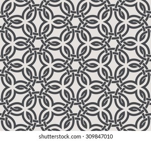 Seamless pattern with endless intersecting stripes  with knots and loops.
Arabic ornament