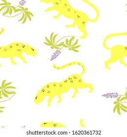 Seamless  pattern endless texture animal Jaguar yellow