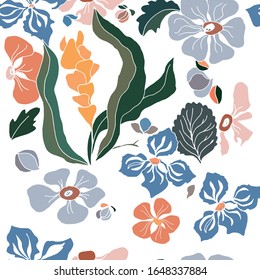 Seamless pattern endless texture Flower garden
