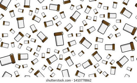 Seamless pattern endless texture of white medical jars for storing urine or sperm stool samples on a white background. Vector illustration