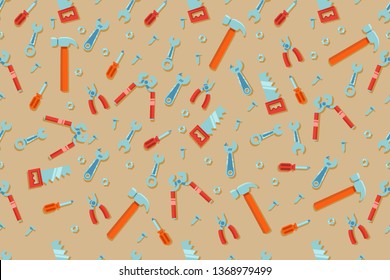 Seamless pattern of engineering workshop tools. Suitable for wrapping print.