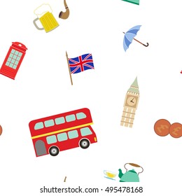 Seamless pattern with england icons for your design