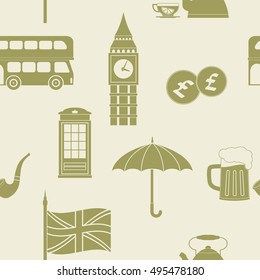 Seamless pattern with england icons for your design