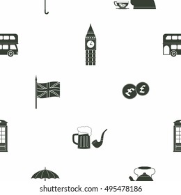 Seamless pattern with england icons for your design