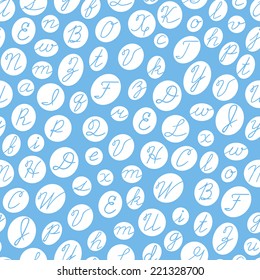 Seamless pattern with English cursive letters. Vector illustration.