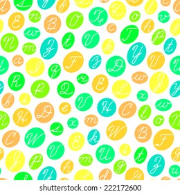 Seamless pattern with English cursive letters. Vector illustration.