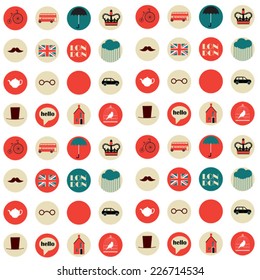 seamless pattern with english emblems on white background