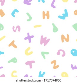 Seamless Pattern With English Hand-Drawn Letters.