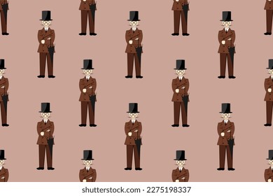 Seamless pattern with englishman. Wallaper and textile print.
