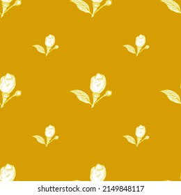 Seamless pattern engraved lemon on branch with leaves. Vintage background lime growing on twig in hand drawn style. Vector repeated color design texture for print, fabric, wrapping, wallpaper, tissue.