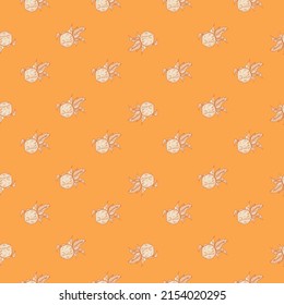 Seamless pattern engraved lemon on twig with leaves. Vintage background citrus fruit on branch in hand drawn style. Vector repeated color design texture for print, fabric, wrapping, wallpaper, tissue.