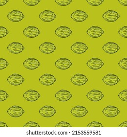 Patrón sin foco de limones grabados. Cítricos de fondo vintage en estilo dibujado a mano. Esbozo completo de limón o cal. Textura de diseño de color repetida vectorial para impresión, tela, envoltura, papel pintado, tejido.