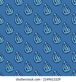 Patrón sin foco de semillas grabadas. El fondo vintage de las plantas se funde con el estilo dibujado a mano. Esbozo botánico. Textura de diseño de color repetida vectorial para impresión, tela, envoltura, papel pintado, tejido.