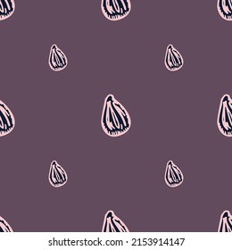 Seamless pattern engraved seeds. Vintage background plants kernels in hand drawn style. Botanical sketch. Vector repeated color design texture for print, fabric, wrapping, wallpaper, tissue.