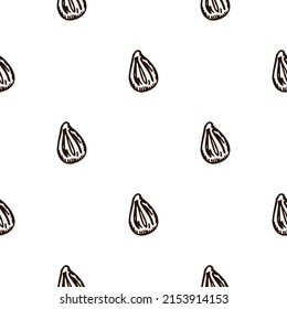 Patrón sin foco de semillas grabadas. El fondo vintage de las plantas se funde con el estilo dibujado a mano. Esbozo botánico. Textura de diseño de color repetida vectorial para impresión, tela, envoltura, papel pintado, tejido.