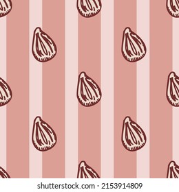 Seamless pattern engraved seeds. Vintage background plants kernels in hand drawn style. Botanical sketch. Vector repeated color design texture for print, fabric, wrapping, wallpaper, tissue.