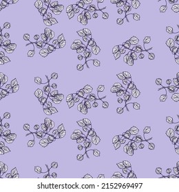 Ramas de árbol grabadas con un patrón sin foco. Tiras de verano de fondo vintage de estilo dibujado a mano. Textura de diseño de color repetida vectorial para impresión, tela, envoltura, papel pintado, tejido.