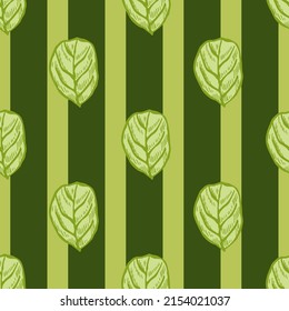 Seamless pattern engraved tree leaves. Vintage background botanical with foliage in hand drawn style. Vector repeated color design texture for print, fabric, wrapping, wallpaper, tissue.