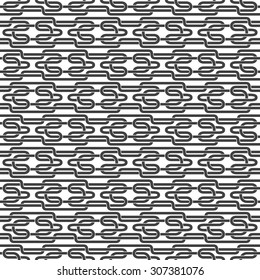 Seamless pattern of entwined H-shaped strips with swatch for filling. Fashion background for web or printing design