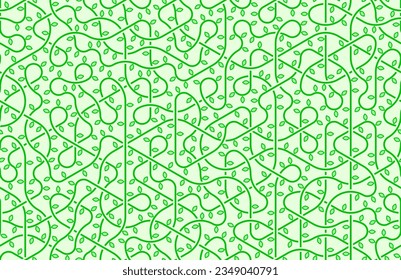 Seamless pattern of entwined vines and leaves. Hexagonal Truchet, creative coding computational design.