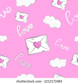 seamless pattern envelope with hearts