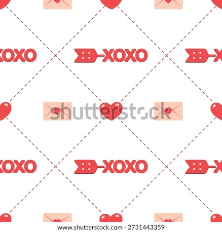 Seamless pattern with envelope and hearts. Valentines day background. Seamless pattern. Vector illustration