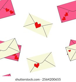 SEamless pattern with envelopes isolated with hearts, wallpaper.