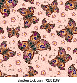 Seamless pattern. EPS-8, endless ornament in vintage style. Original author's design, hand-drawn.