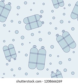 seamless pattern with equipment for diving on blue background