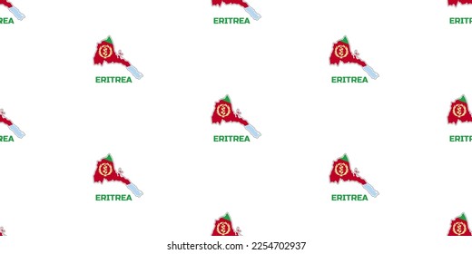 Seamless pattern  of ERITREA country  map in ERITREA  flag colors. With the  caption of the  name of the country "ERITREA".