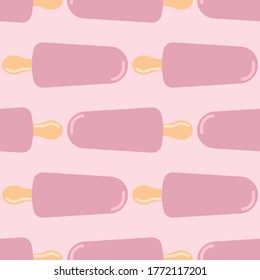 Seamless pattern with eskimo pie in pink colors. Vector illustration. Trendy design for fashion textile print, wallpaper, wrapping paper.