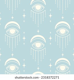 Seamless pattern with esoteric elements - mystical eyes.