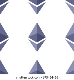 Seamless pattern Ethereum on a white background