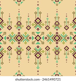 Seamless pattern ethnic abstract background. Seamless in tribal native ikat fabric aztec geometric art ornament print design for wallpaper, carpet, clothing, gift wrapping paper, tile pattern.
