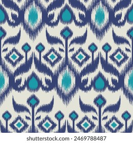 Seamless pattern ethnic abstract background round ikat patterngeometric curve vector design for fashion clothes, textile, wrapping, decoration background.