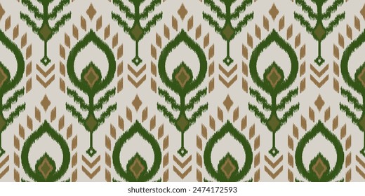 Seamless pattern ethnic abstract background round ikat patterngeometric curve vector design for fashion clothes, textile, wrapping, decoration background.