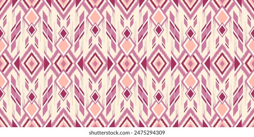 Seamless pattern ethnic abstract background round ikat patterngeometric curve vector design for fashion clothes, textile, wrapping, decoration background.