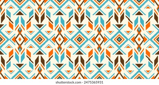 Patrón sin costura étnico abstracto de fondo redondo ikat patrón de curva geométrica de diseño de Vector para la ropa de moda, textil, envoltura, decoración de fondo.