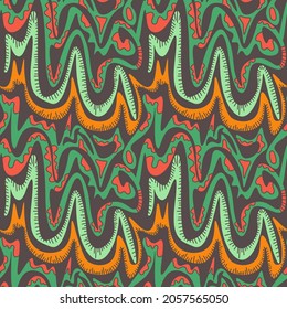 Seamless pattern with ethnic abstract wave elements