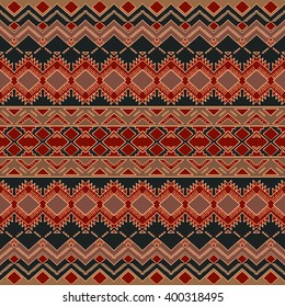 Seamless pattern with ethnic aztec motives. Tribal aztec print. Aztec design. Hand drawn abstract background with aztec ornament.