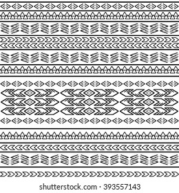 Patrón sin inconvenientes con adornos étnicos aztecos. Papel pintado a mano estilo boho estilo hipster. Blanco y negro.