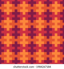 Nahtloses Muster. Ethnischer Hintergrund. Mosaikfliesen. Folk-Tapete. Stammesverzierung. Geometrisches Bild. Ethnisches Motiv. Oberflächenstruktur. Textildruck. Abstrakter Hintergrund. Sayagata Illustration. Vektorgrafik