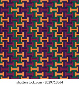 Seamless pattern. Ethnic backdrop. Mosaic tiles. Folk wallpaper. Sayagata vector. Tribal ornament. Geometric image. Ethnical motif. Surface texture. Textile print. Abstract background.