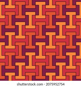 Seamless pattern. Ethnic backdrop. Mosaic tiles. Folk wallpaper. Tribal ornament. Geometric image. Ethnical motif. Sayagata vector. Surface texture. Textile print. Abstract background.