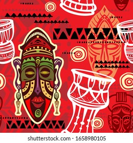 Nahtloses Muster mit ethnischem Hintergrund mit afrikanischen Motiven 