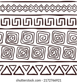Seamless pattern. Ethnic background, african motifs, hand drawing.