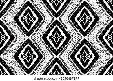 Padrão sem costura, fundo étnico, tradicional tecido, ornamento de motivo, padrão ikat, geométrico sem costura, linha de doodles, geométrico e tribal-inspirado, desenho à mão livre design, tecido artesanal.