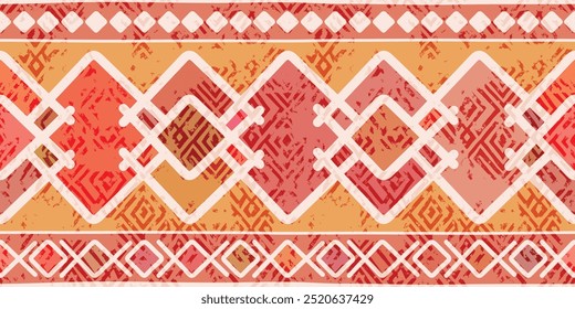 Seamless pattern, ethnic background, geometric ornament, vector design, border